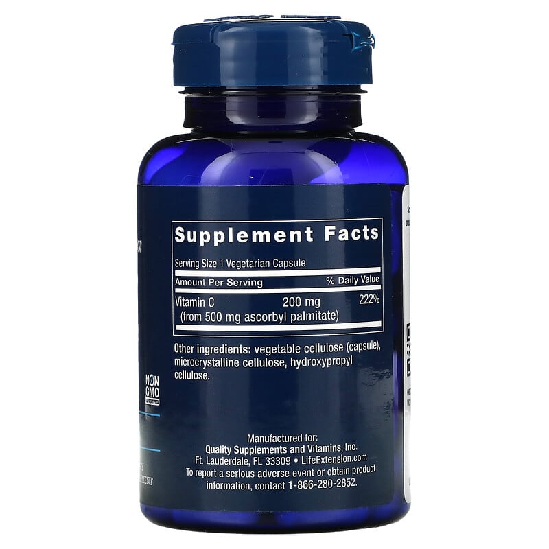 Life Extension, Ascorbyl Palmitate, 500 mg, 100 Vegetarian Capsules 737870153313