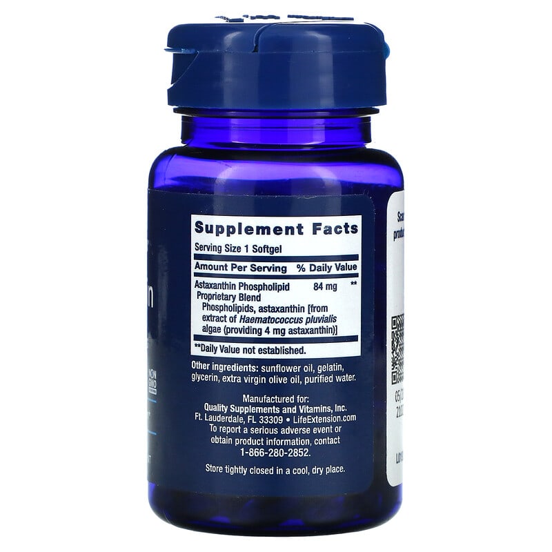 Life Extension, Astaxanthin with Phospholipids, 4 mg, 30 Softgels 737870192336