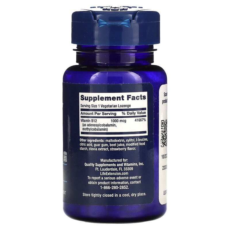 Life Extension, B12 Elite, 60 Vegetarian Lozenges 737870241966