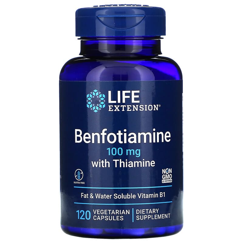 Life Extension Benfotiamine with Thiamine 100 mg 120 Vegetarian Capsules 737870920120
