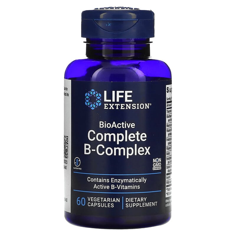 Life Extension BioActive Complete B-Complex 60 Vegetarian Capsules 737870194569