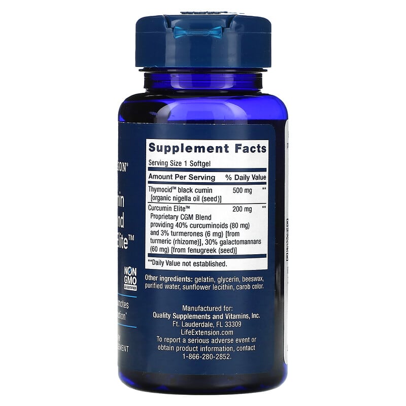 Life Extension, Black Cumin Seed Oil and Curcumin Elite , 60 Softgels 737870231066