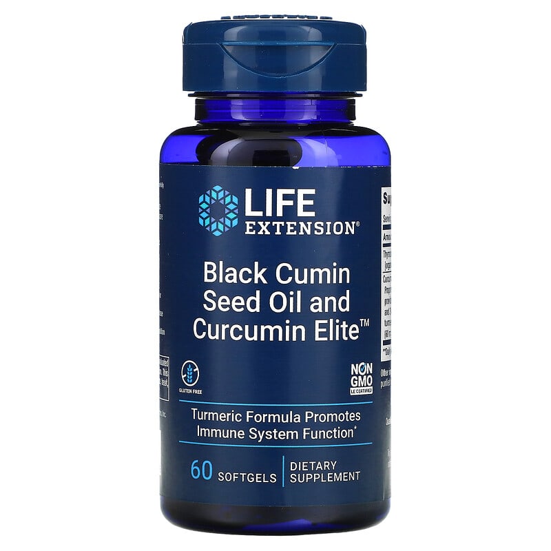 Life Extension Black Cumin Seed Oil and Curcumin Elite 60 Softgels 737870231066