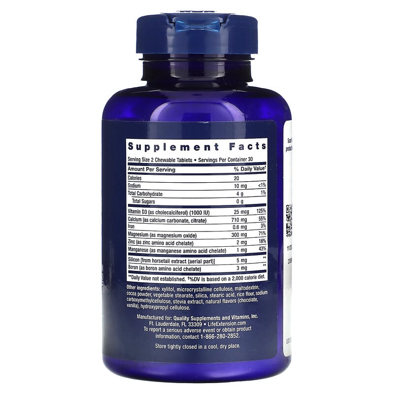 Life Extension, Bone Restore, Sugar-Free, Chocolate, 60 Chewable Tablets 737870212300