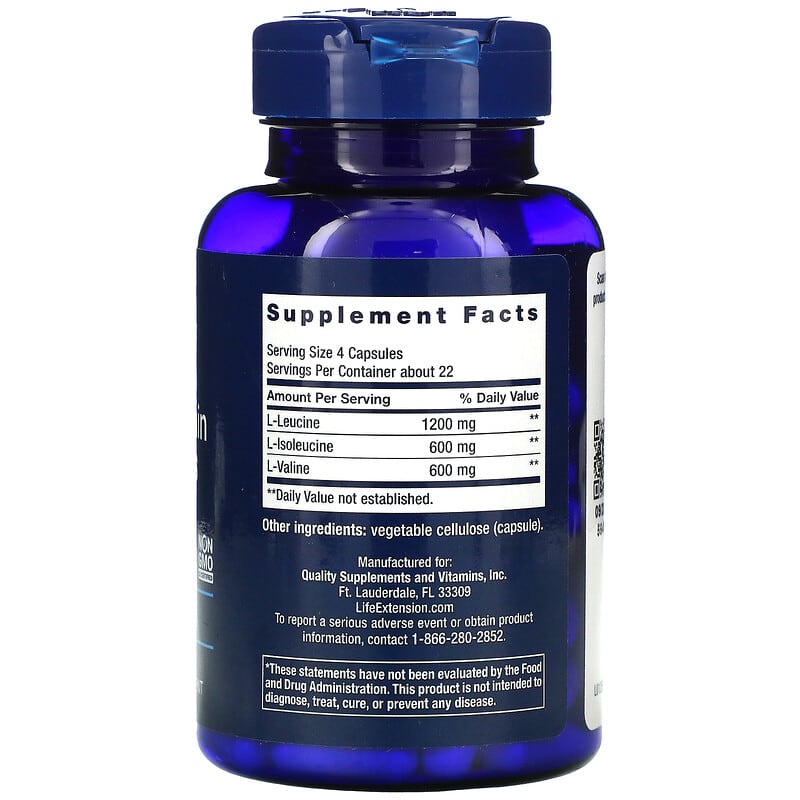 Life Extension, Branched Chain Amino Acids, 90 Capsules 737870125396