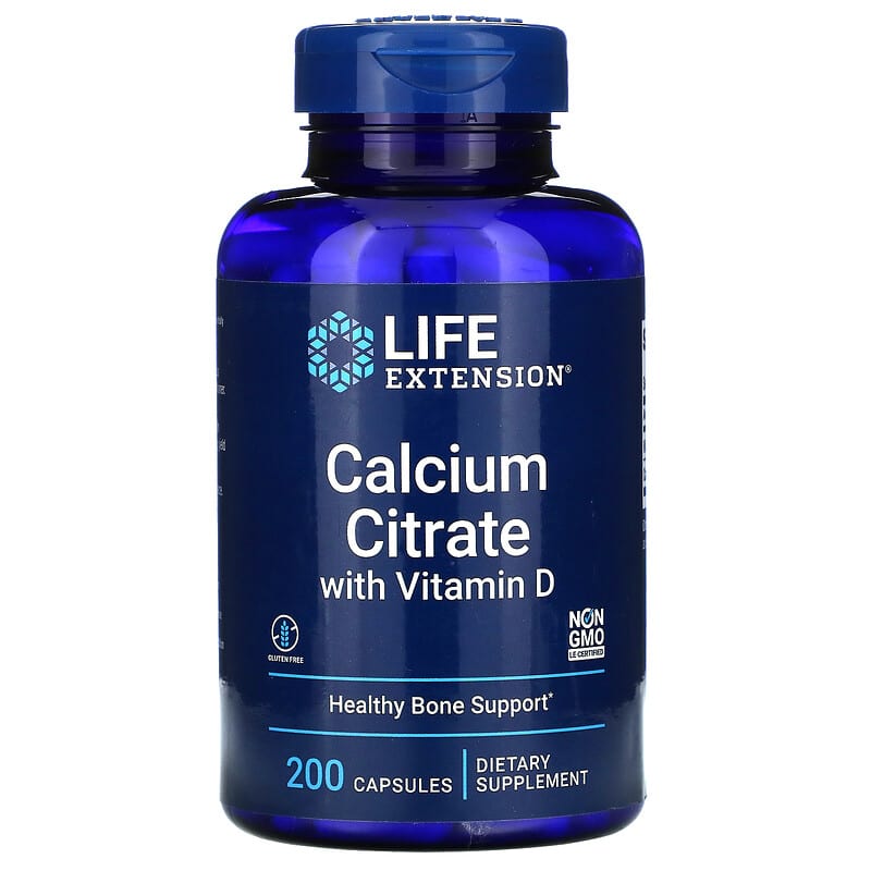 Life Extension Calcium Citrate with Vitamin D 200 Capsules 737870196327