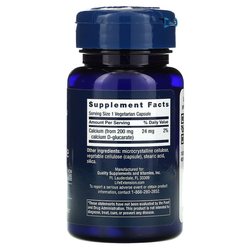 Life Extension, Calcium D-Glucarate, 200 mg, 60 Vegetable Capsules 737870165163