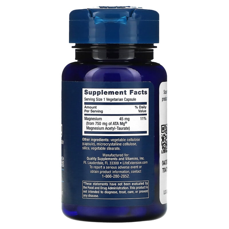 Life Extension, Calm-Mag, Magnesium Acetyl Taurinate, 30 Vegetarian Capsules 737870243434