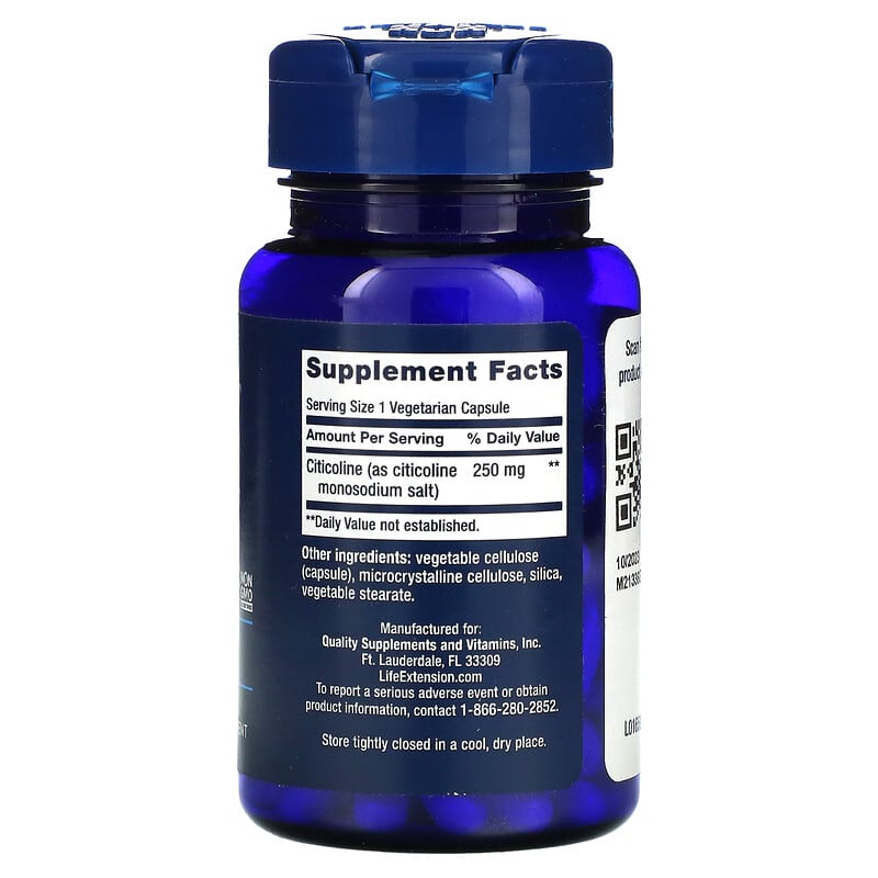 Life Extension, Citicoline (CDP-Choline), 60 Vegetarian Capsules 737870165965