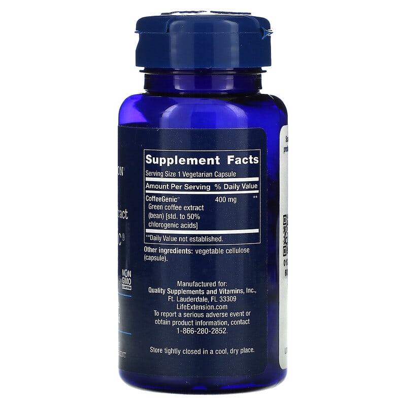 Life Extension, CoffeeGenic, Green Coffee Extract, 400 mg, 90 Vegetarian Capsules 737870162094