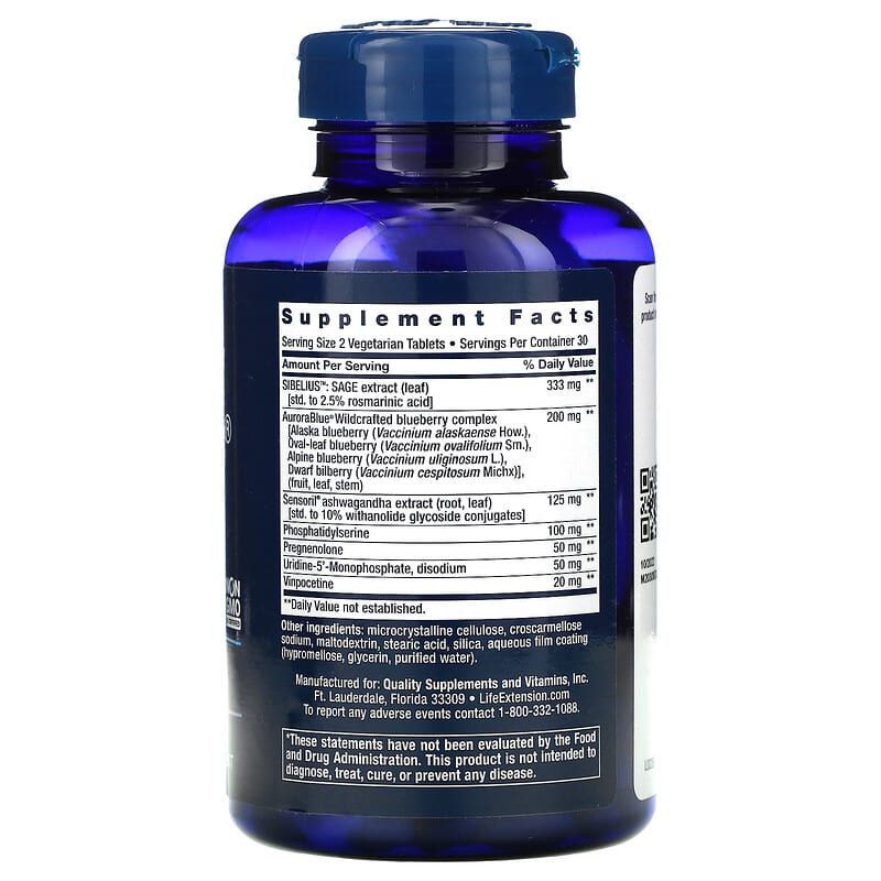 Life Extension, Cognitex Elite Pregnenolone, 60 Vegetarian Tablets 737870239765