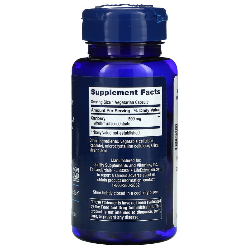 Life Extension, Cran-Max, Cranberry Whole Fruit Concentrate, 500 mg, 60 Vegetarian Capsules 737870862062