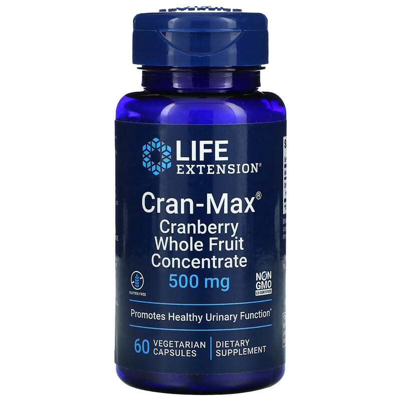 Life Extension Cran-Max Cranberry Whole Fruit Concentrate 500 mg 60 Vegetarian Capsules 737870862062