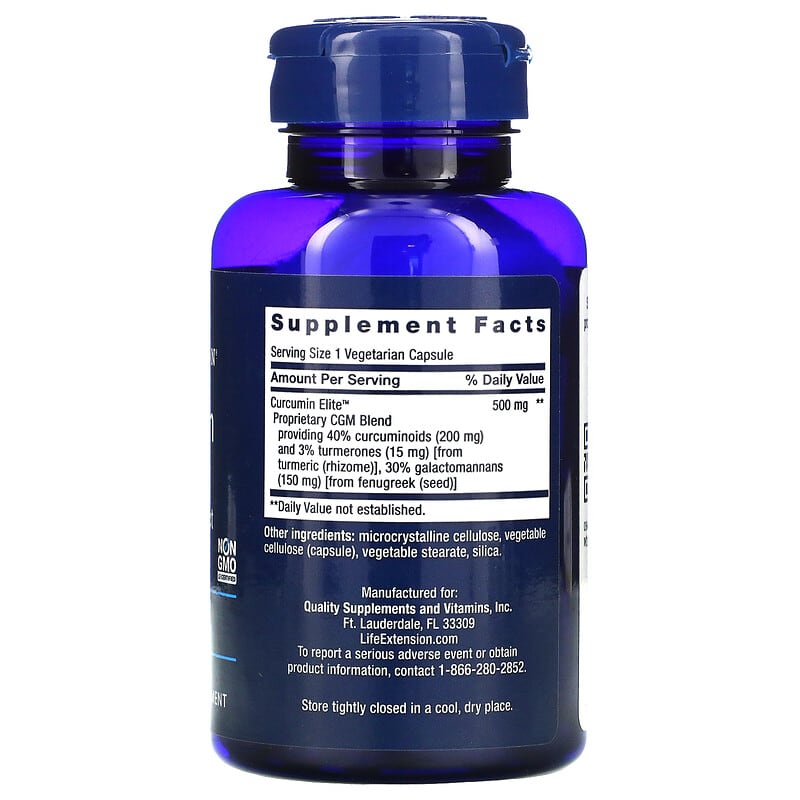 Life Extension, Curcumin Elite, Turmeric Extract, 60 Vegetarian Capsules 737870240761