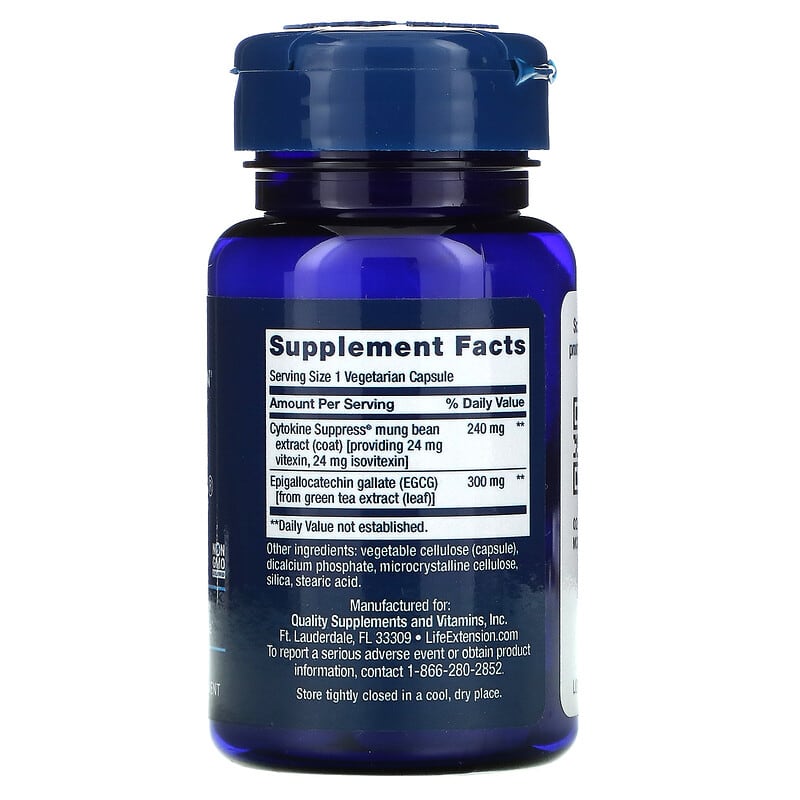 Life Extension, Cytokine Suppress with EGCG, 30 Vegetarian Capsules 737870180432