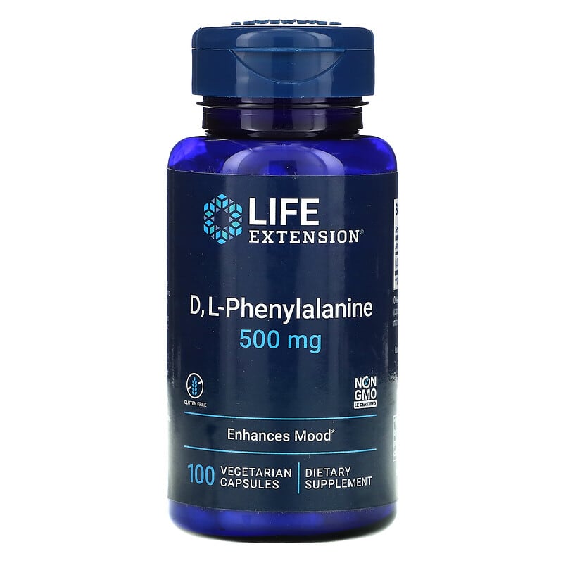 Life Extension D L-Phenylalanine 500 mg 100 Vegetarian Capsules 737870167112