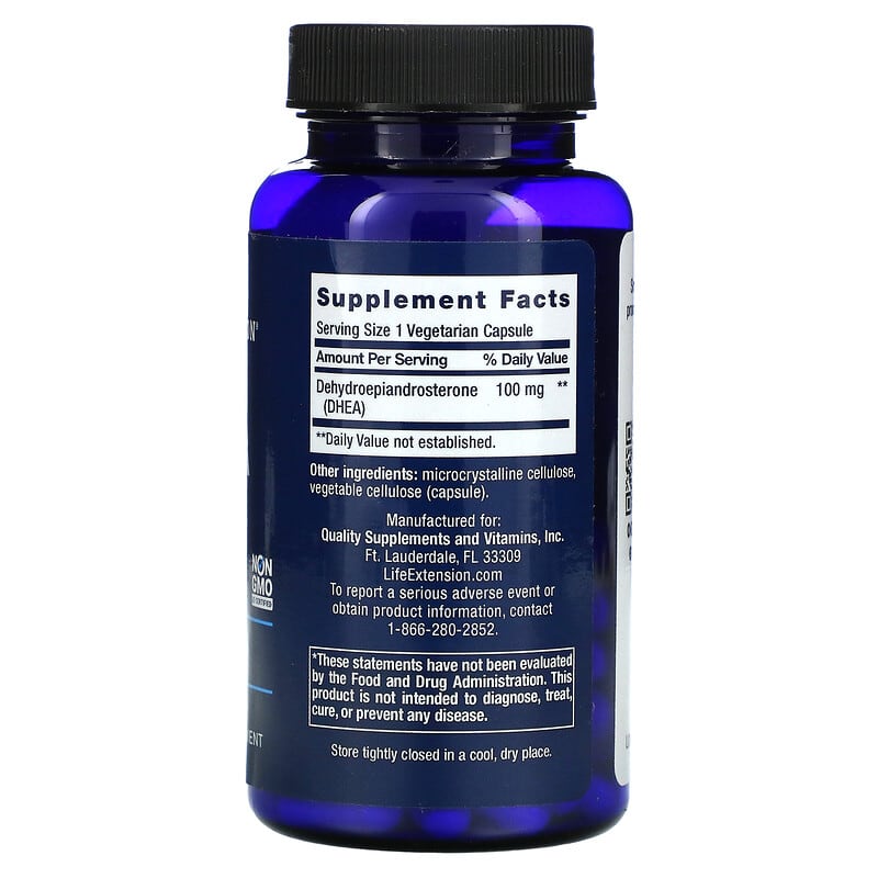 Life Extension, DHEA, 100 mg, 60 Vegetarian Capsules 737870168966