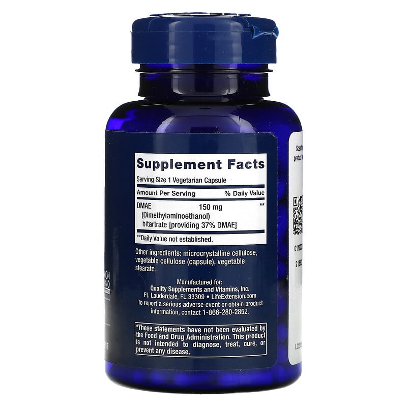 Life Extension, DMAE Bitartrate, 150 mg, 200 Vegetarian Capsules 737870154020