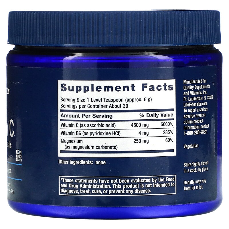 Life Extension, Effervescent Vitamin C, Magnesium Crystals, 6.35 oz (180 g) 737870173618