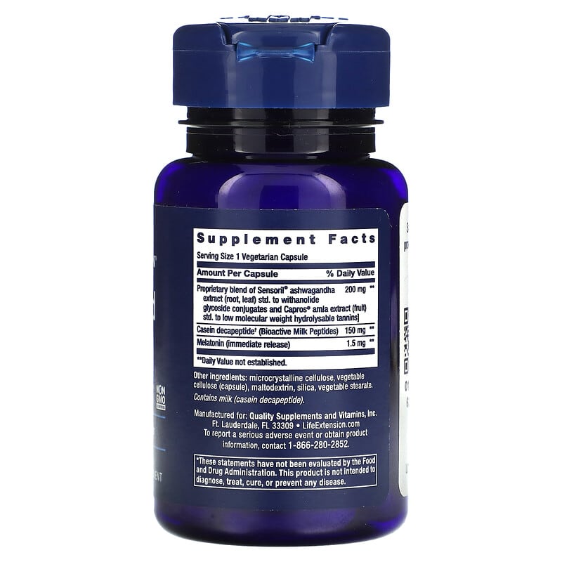 Life Extension, Enhanced Sleep with Melatonin, 30 Vegetarian Capsules 737870155133