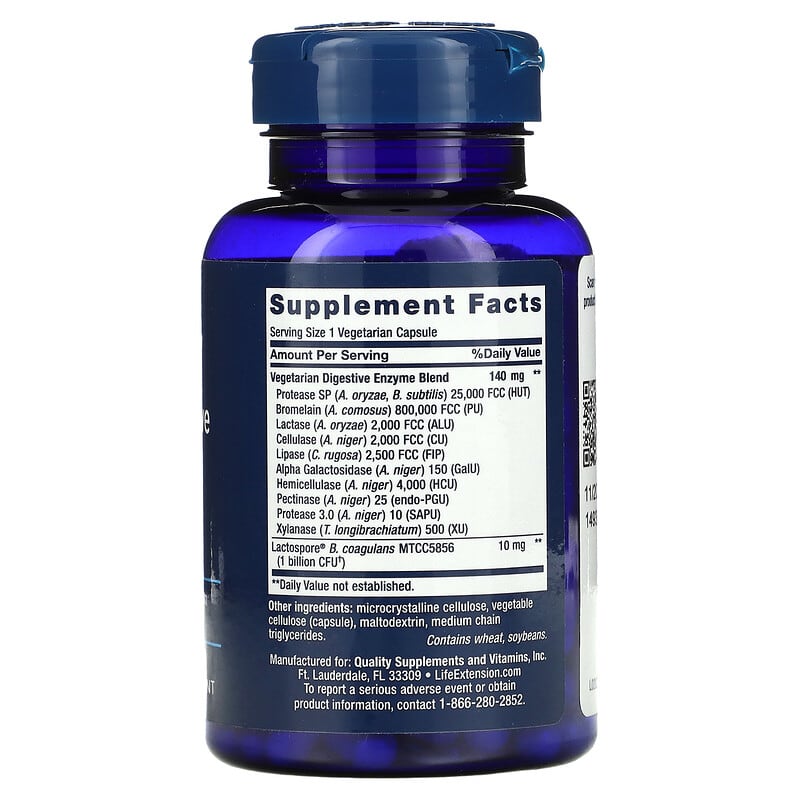Life Extension, Enhanced Super Digestive Enzymes and Probiotics, 60 Vegetarian Capsules 737870202264