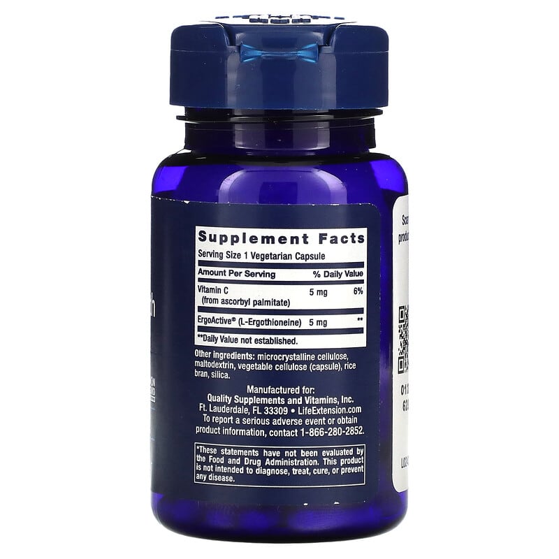 Life Extension, Essential Youth L-Ergothioneine, 5 mg, 30 Vegetarian Capsules 737870243137