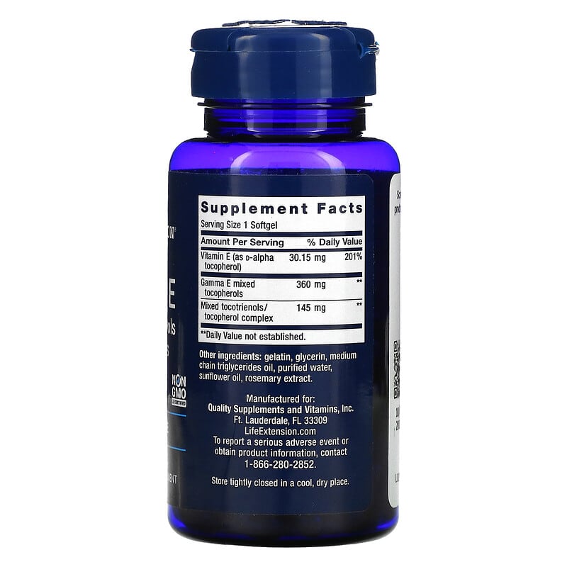 Life Extension, Gamma E, Mixed Tocopherols & Tocotrienols, 60 Softgels 737870207061