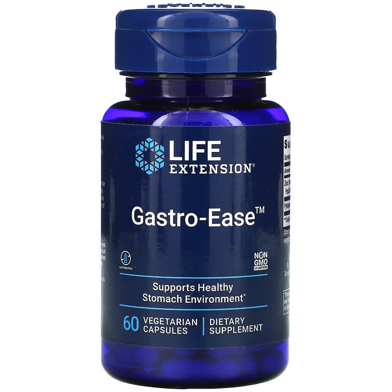 Life Extension Gastro-Ease 60 Vegetarian Capsules 737870210061