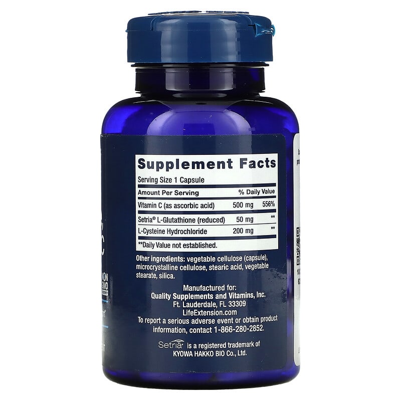 Life Extension, Glutathione, Cysteine & C, 100 Capsules 737870154112