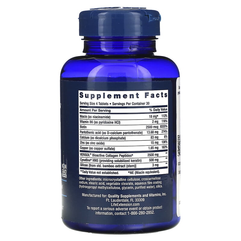 Life Extension, Hair, Skin & Nails, Collagen Plus Formula, 120 Tablets 737870232216