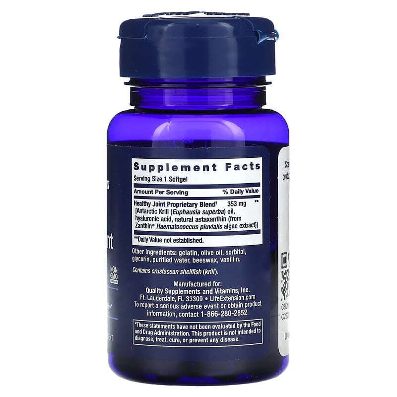 Life Extension, Krill Healthy Joint Formula, 30 Softgels 737870160038