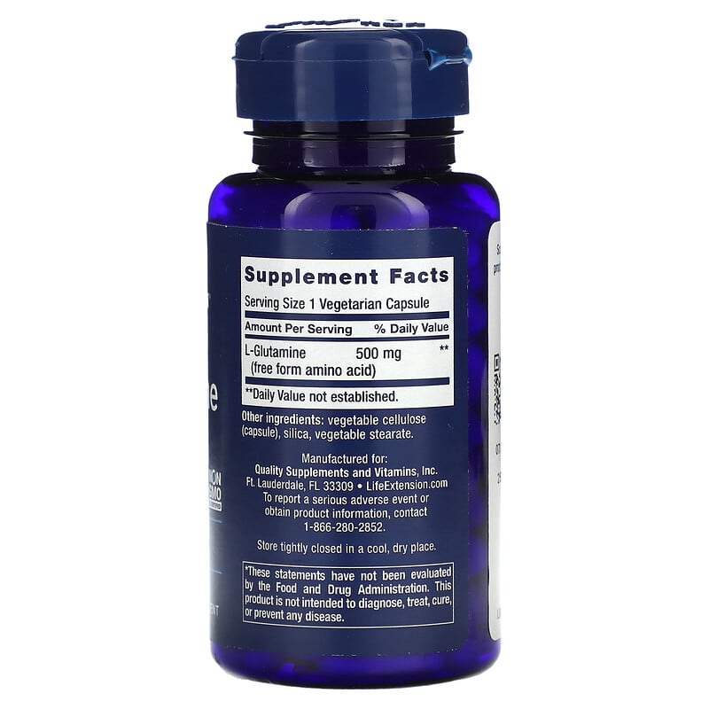 Life Extension, L-Glutamine, 500 mg, 100 Vegetarian Capsules 737870345107