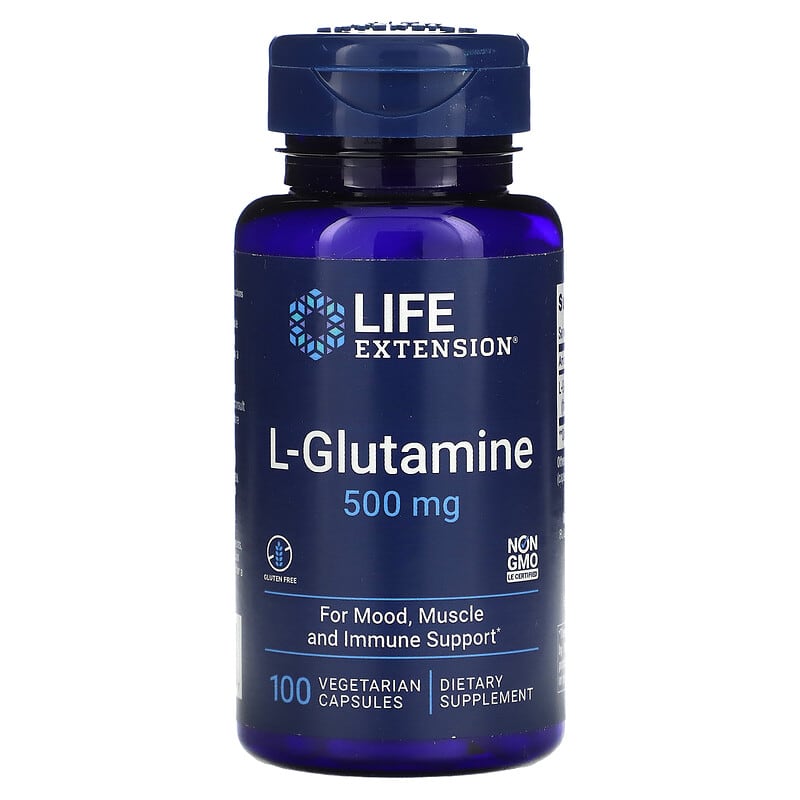 Life Extension L-Glutamine 500 mg 100 Vegetarian Capsules 737870345107