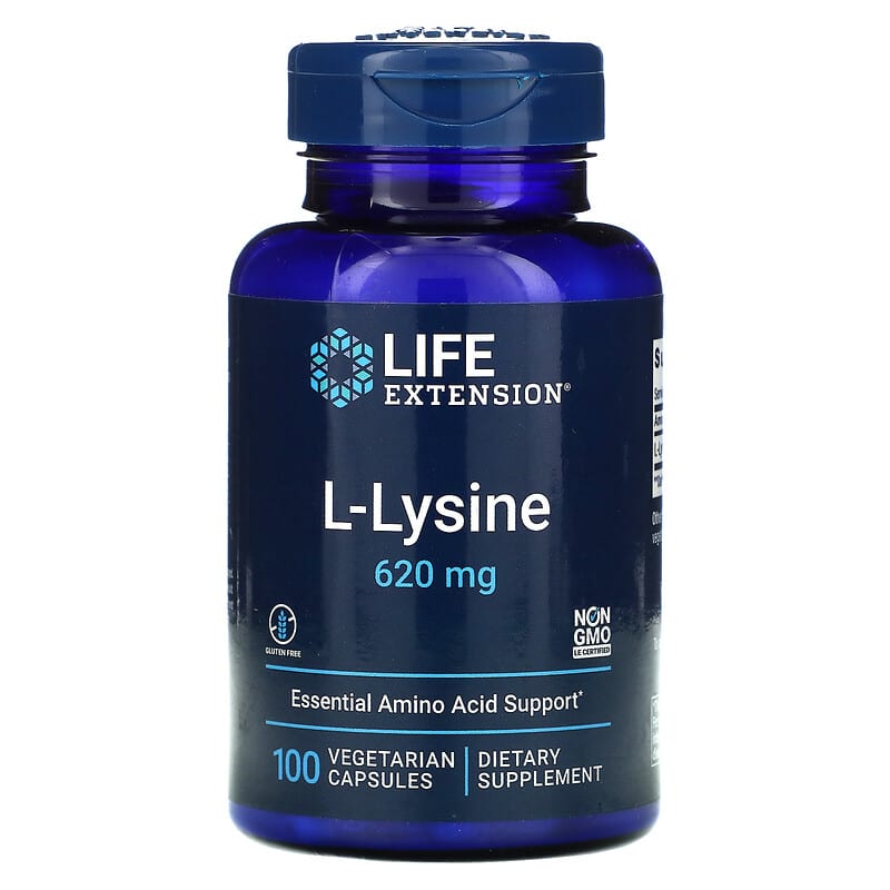 Life Extension L-Lysine 620 mg 100 Vegetarian Capsules 737870167815