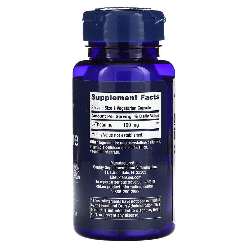Life Extension, L-Theanine, 100 mg, 60 Vegetarian Capsules 737870168362
