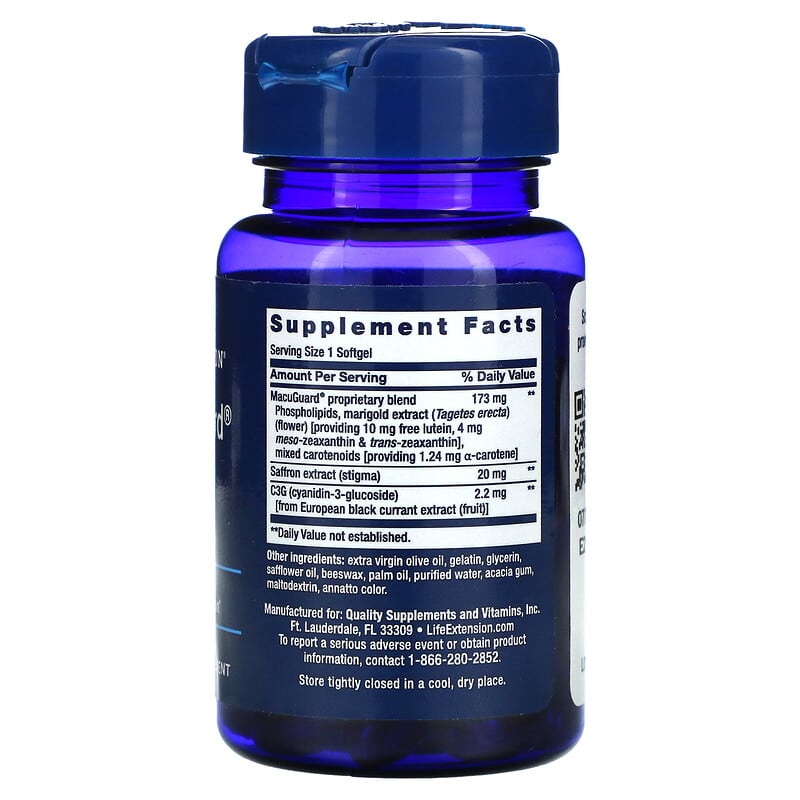 Life Extension, MacuGuard, Ocular Support with Saffron, 60 Softgels 737870199267