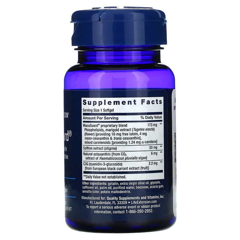 Life Extension, MacuGuard, Ocular Support with Saffron & Astaxanthin, 60 Softgels 737870199366