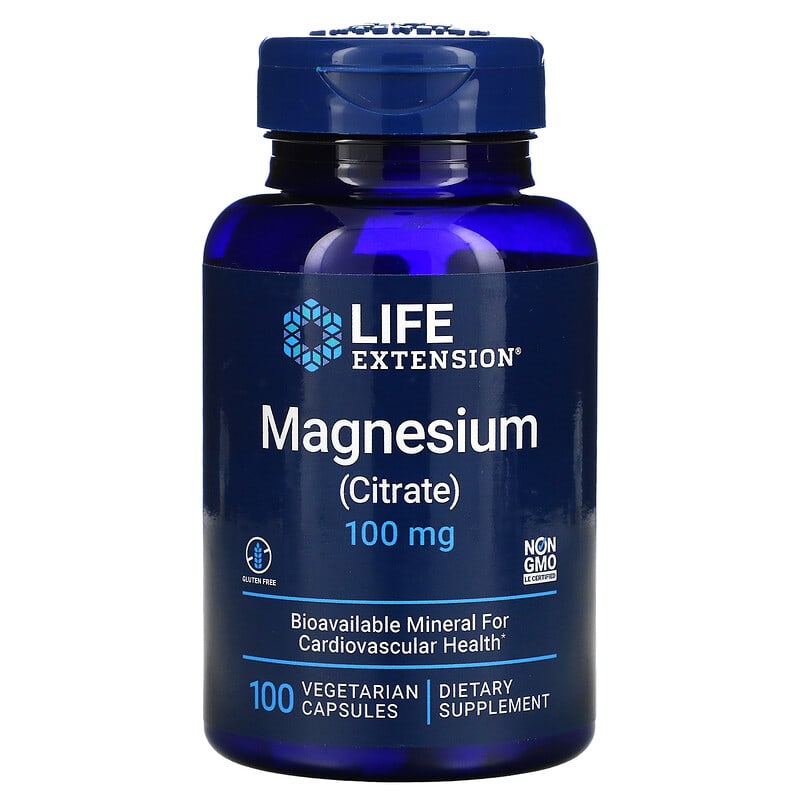 Life Extension Magnesium (Citrate) 100 mg 100 Vegetarian Capsules 737870168218