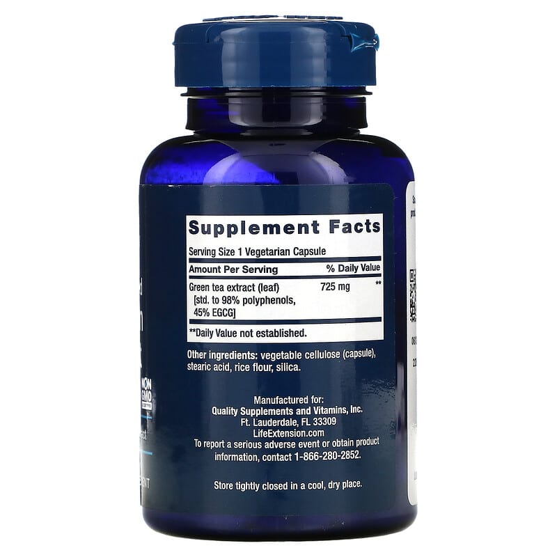 Life Extension, Mega Green Tea Extract, Lightly Caffeinated, 100 Vegetarian Capsules 737870953104