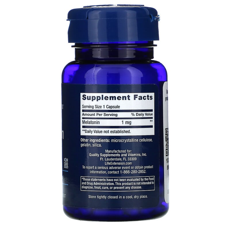 Life Extension, Melatonin, 1 mg, 60 Capsules 737870329060