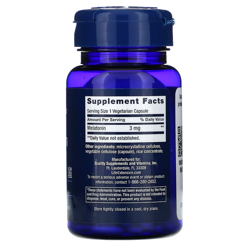 Life Extension, Melatonin, 3 mg, 60 Vegetarian Capsules 737870330066