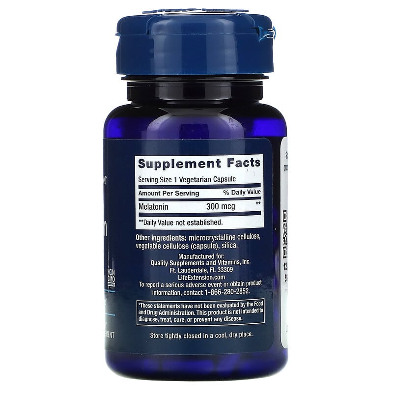 Life Extension, Melatonin, 300 mcg, 100 Vegetarian Capsules 737870166818