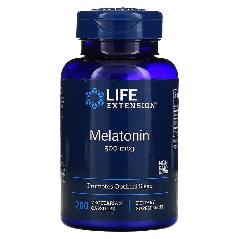 Life Extension Melatonin 500 mcg 200 Vegetarian Capsules 737870108320