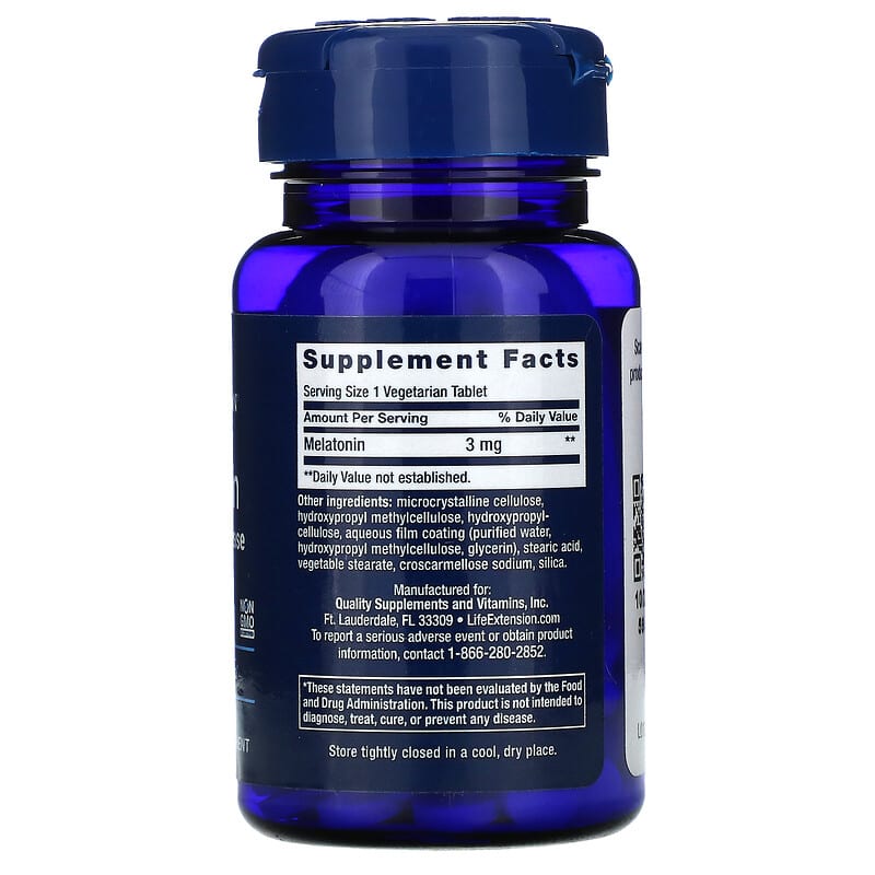 Life Extension, Melatonin, 6 Hour Timed Release, 3 mg, 60 Vegetarian Tablets 737870178668