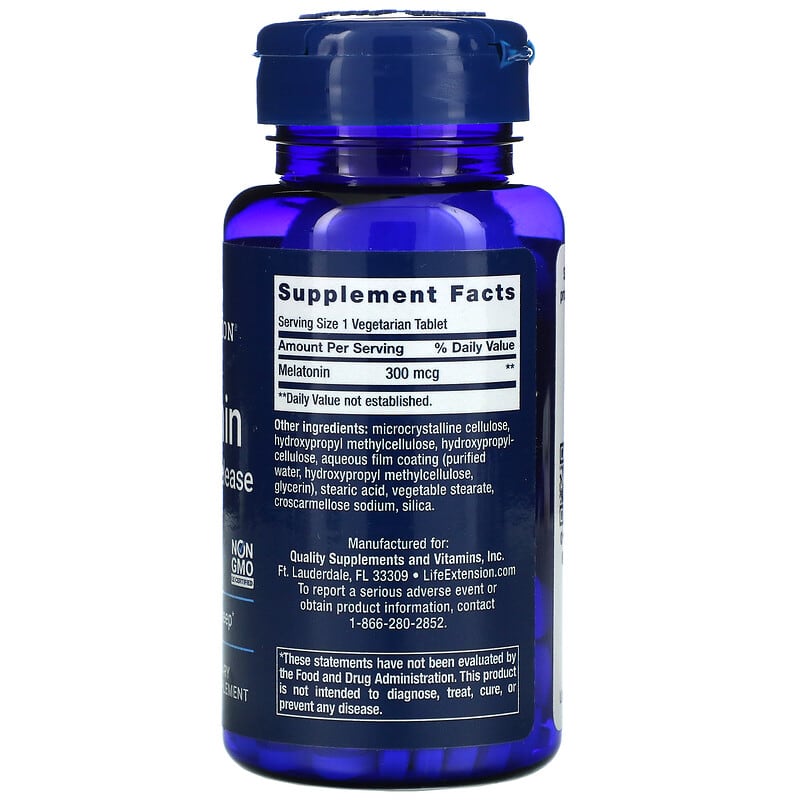 Life Extension, Melatonin, 6 Hour Timed Release, 300 mcg, 100 Vegetarian Tablets 737870178712