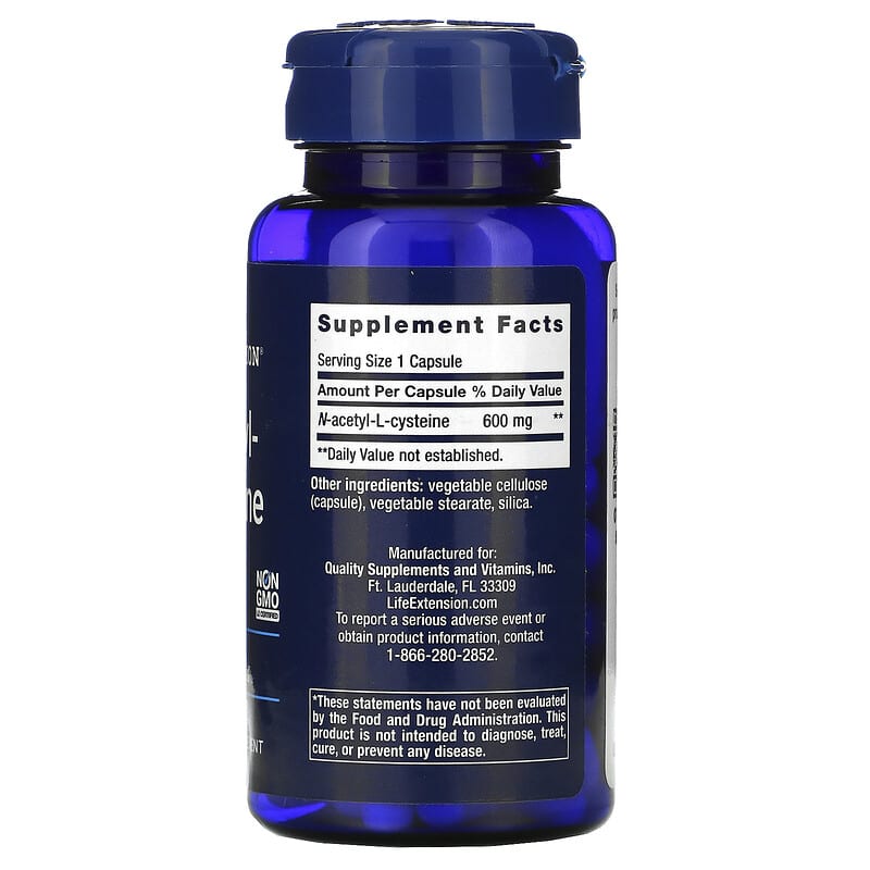 Life Extension, N-Acetyl-L-Cysteine, 600 mg, 60 Capsules 737870154365