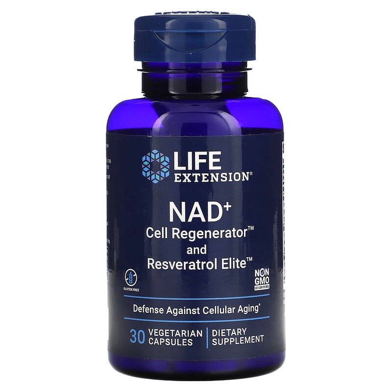 Life Extension NAD+ Cell Regenerator and Resveratrol Elite 30 Vegetarian Capsules 737870234838