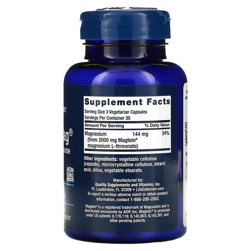 Life Extension, Neuro-Mag, Magnesium L-Threonate, 90 Vegetarian Capsules 737870160397