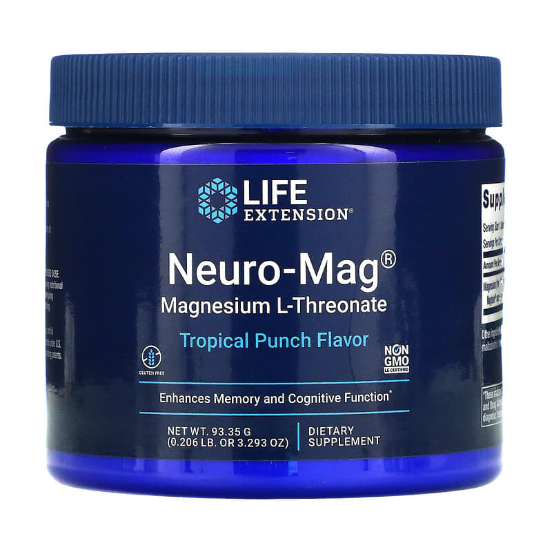 Life Extension Neuro-Mag Magnesium L-Threonate Tropical Punch  3.293 oz (93.35 g) 737870203292