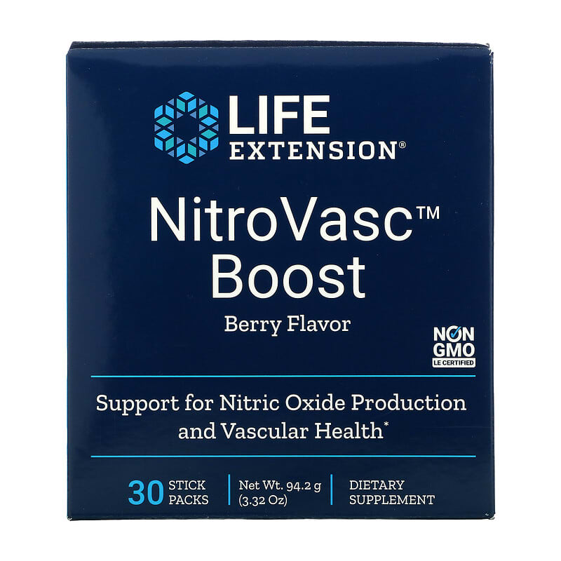 Life Extension NitroVasc Boost Berry Flavor 30 Stick Packs 737870232001